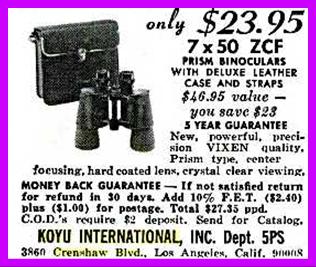 Vintage Koyu Vixen binoculars ad