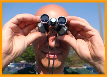 Man Searching The Horizon with Binoculars
