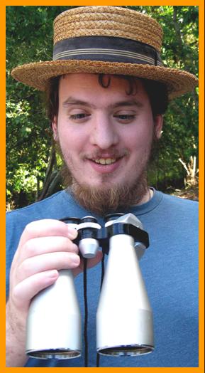 Amish man with  Binoculars