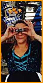 Woman looking through binoculars