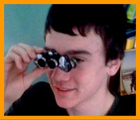 Young Man with Tiny Binoculars