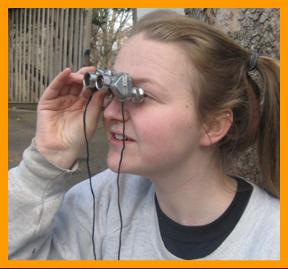 Pretty Girl with Tiny Binoculars