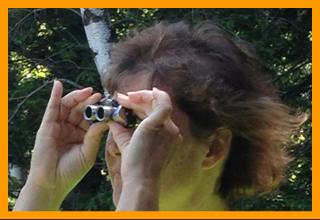 Woman on Windy day with Binoculars