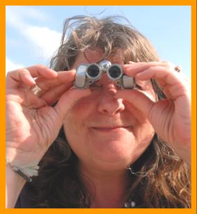 long Haired Woman with Binoculars