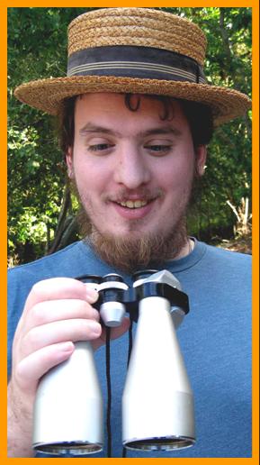 Amish man with  Binoculars
