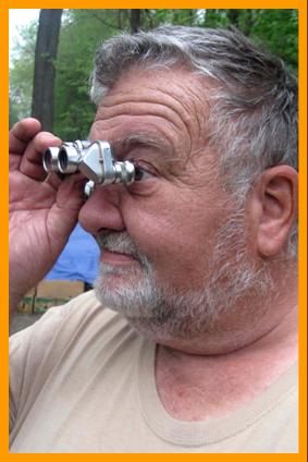 Surprised Man with Small Binoculars