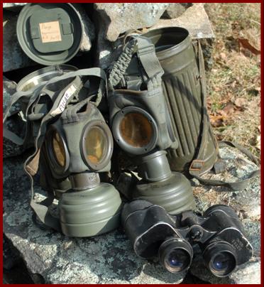 German WWII Gas Masks and Zeiss 1944  Gas Mask binoculars