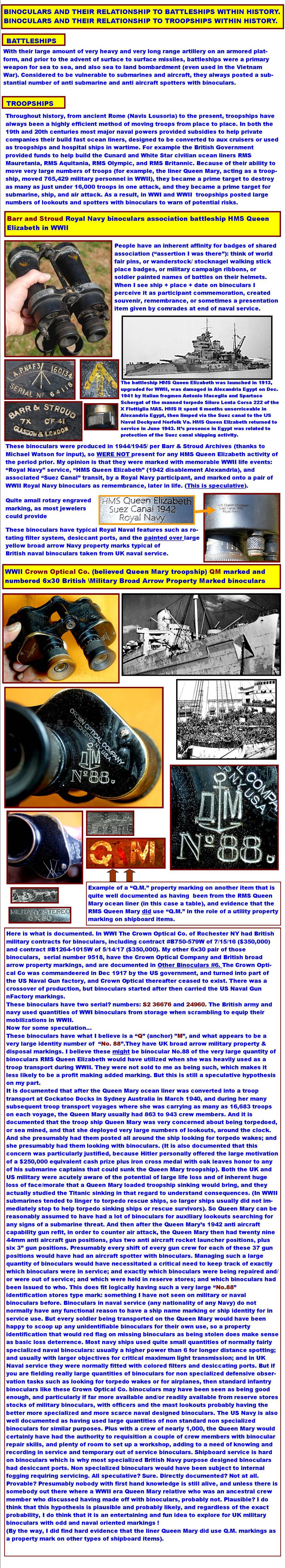 Battleship binoculars.
Binoculars used on warships.
Binoculars used on troopships.
