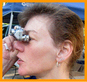 Short Haired Woman with Binoculars